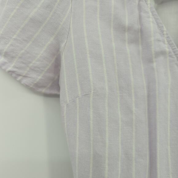 Gap Dress Womens XS Purple Ruffle Striped Linen Feminine Cottagecore Sundress - Picture 6 of 14